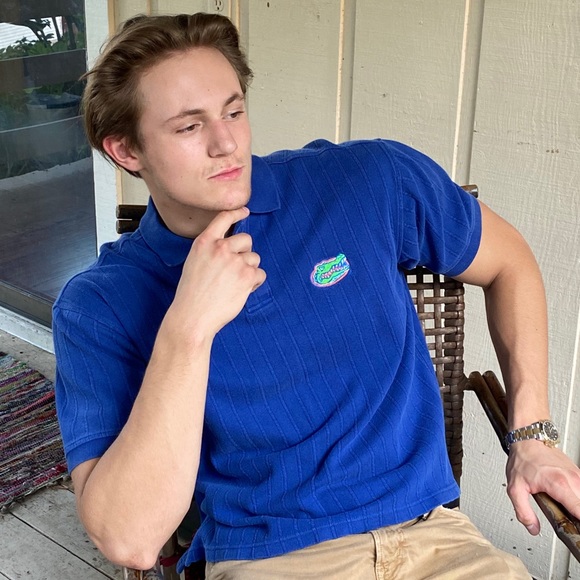 Boca Classics Other - VINTAGE BOCA CLASSICS ALL BLUE RIBBED UF POLO